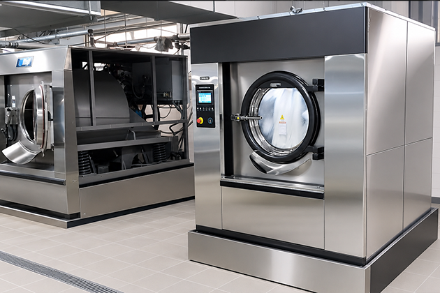 Heavy-duty medical laundry barrier washer for high-volume hospital linen disinfection and washing